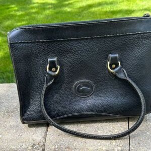 Vintage Dooney & Bourke R21 Shoulder Satchel Black Pebbled Leather AWL Duck
